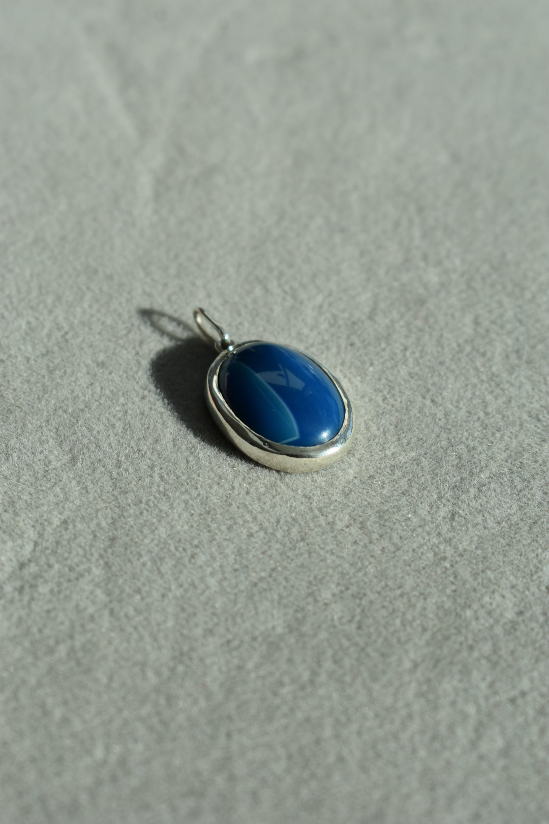 Pendentif agate Bleu Ovale 18x13mm