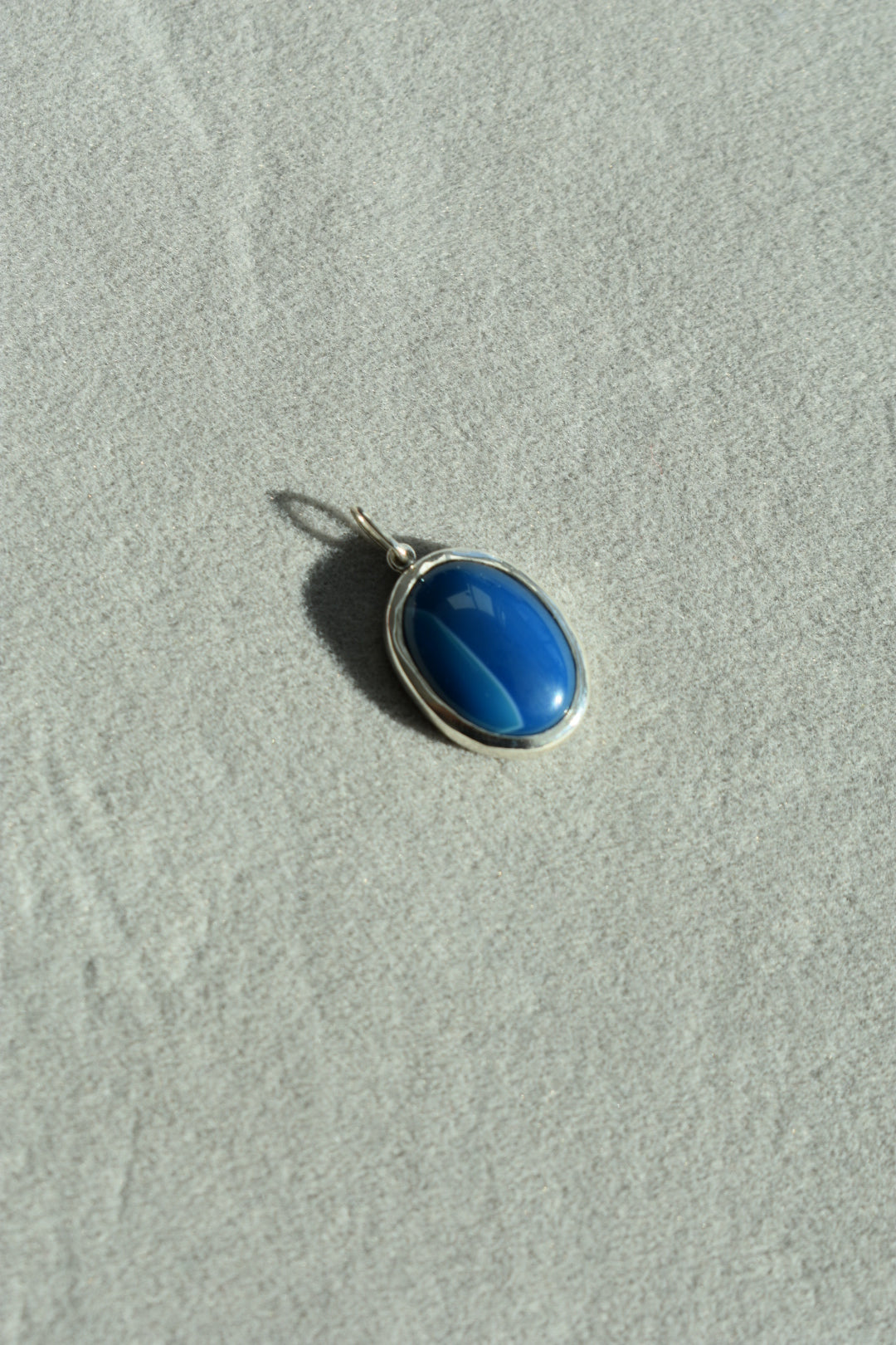 Pendentif agate Bleu Ovale 18x13mm
