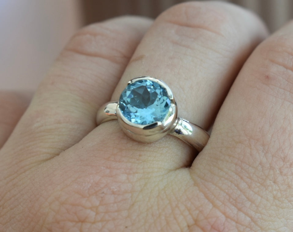 Bague Topaze Bleu 9mm