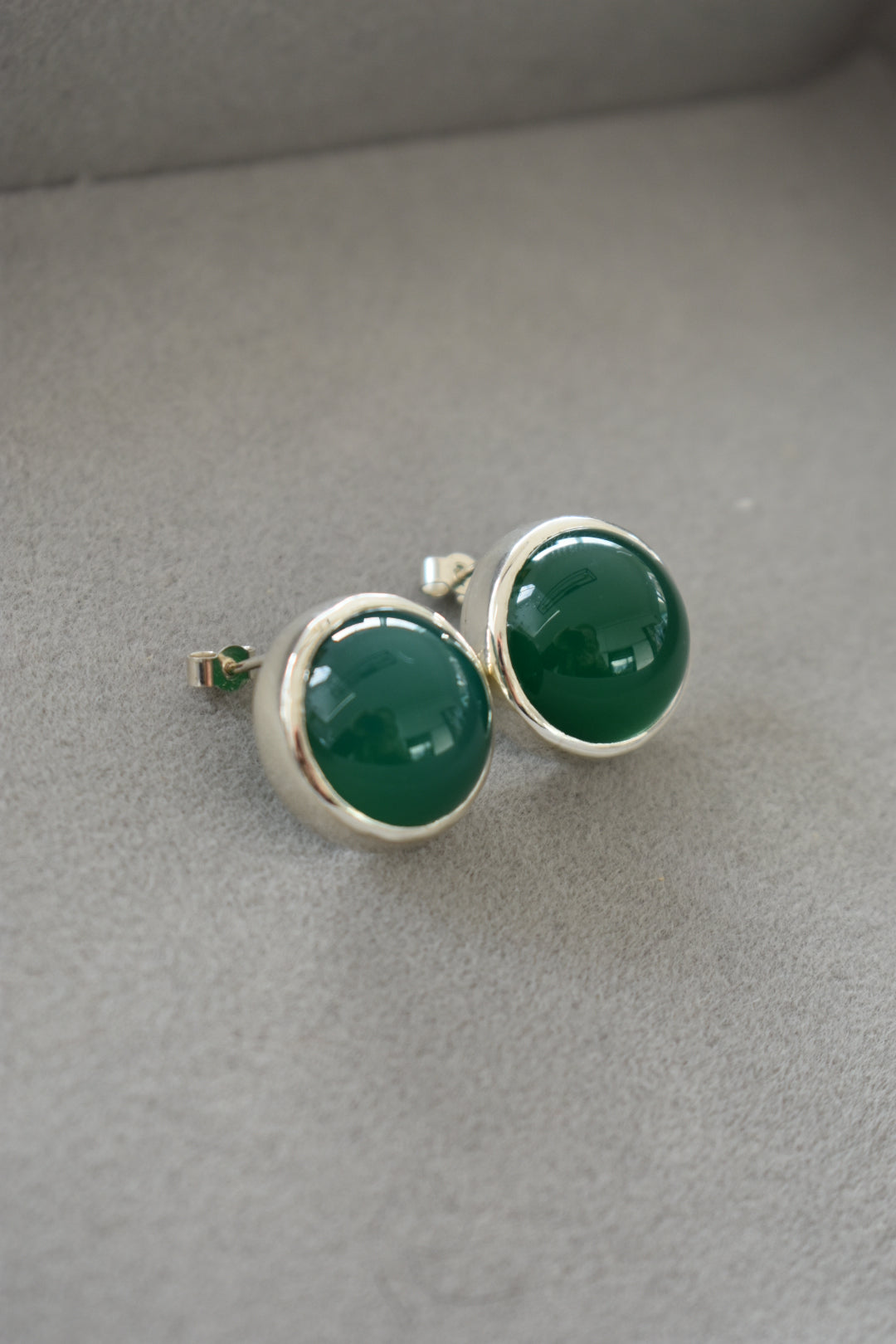 Boucles D'oreilles Agates Vertes 16mm