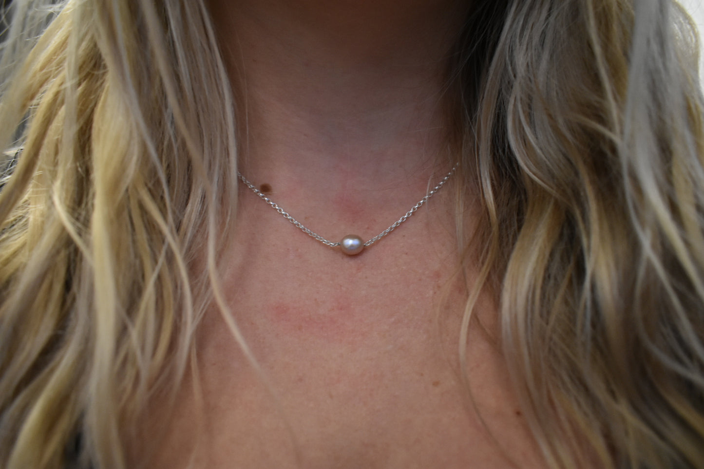 Collier Perle D'eau Douce Ovale Rose 6x8mm