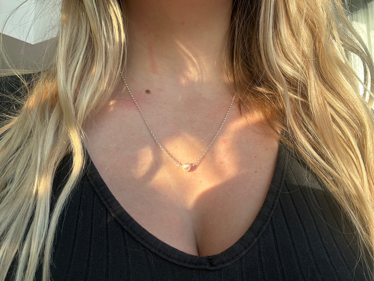 Collier Perle D'eau Douce Blanche 8mm