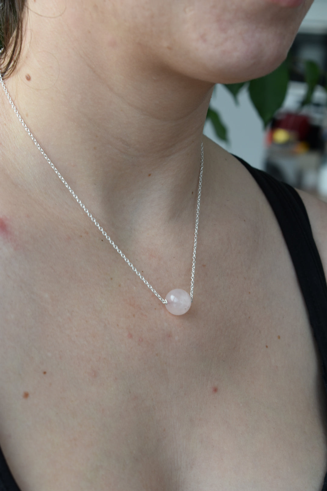 Collier Quartz Rose 12mm