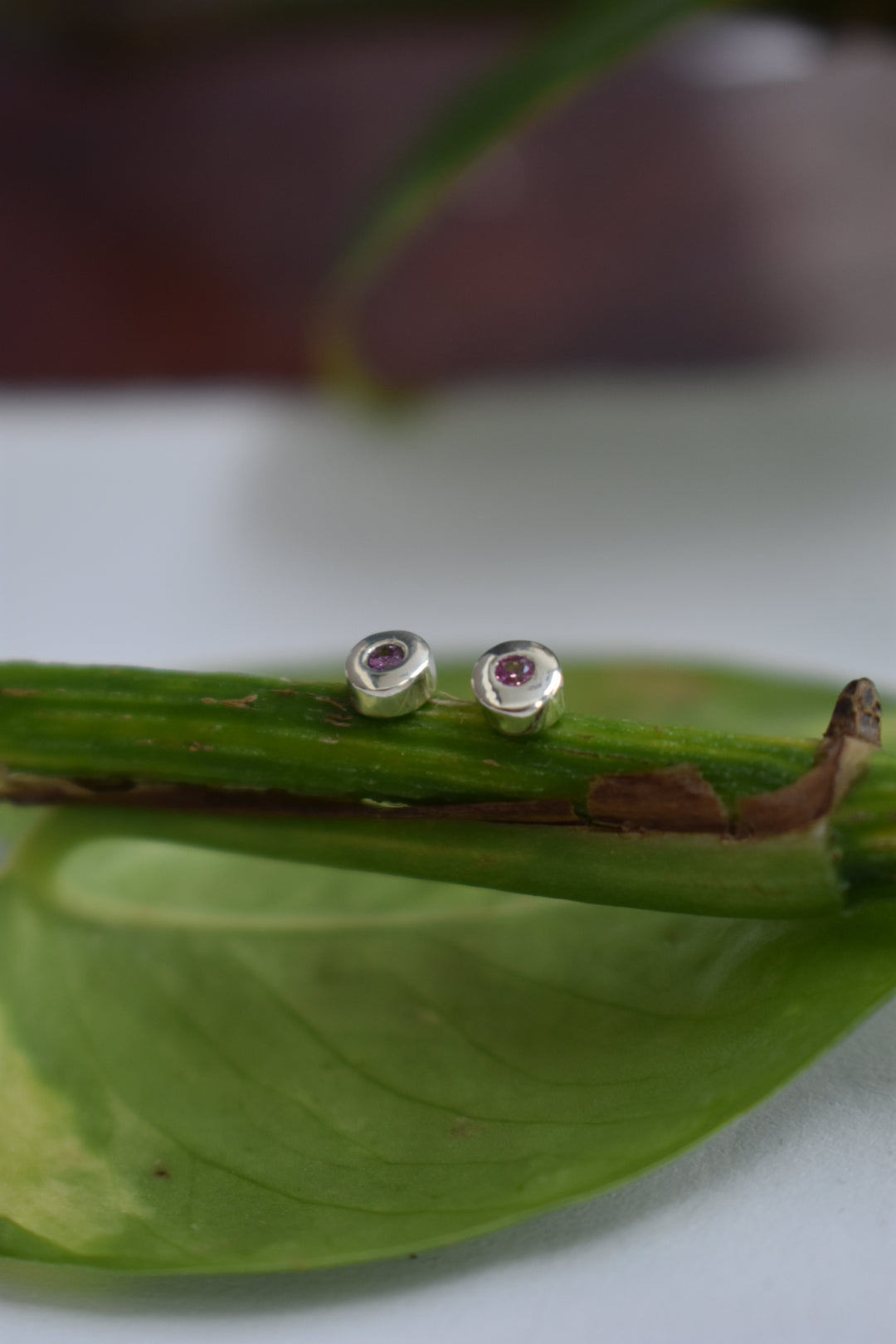 Boucles D'oreilles Saphirs Roses 2mm