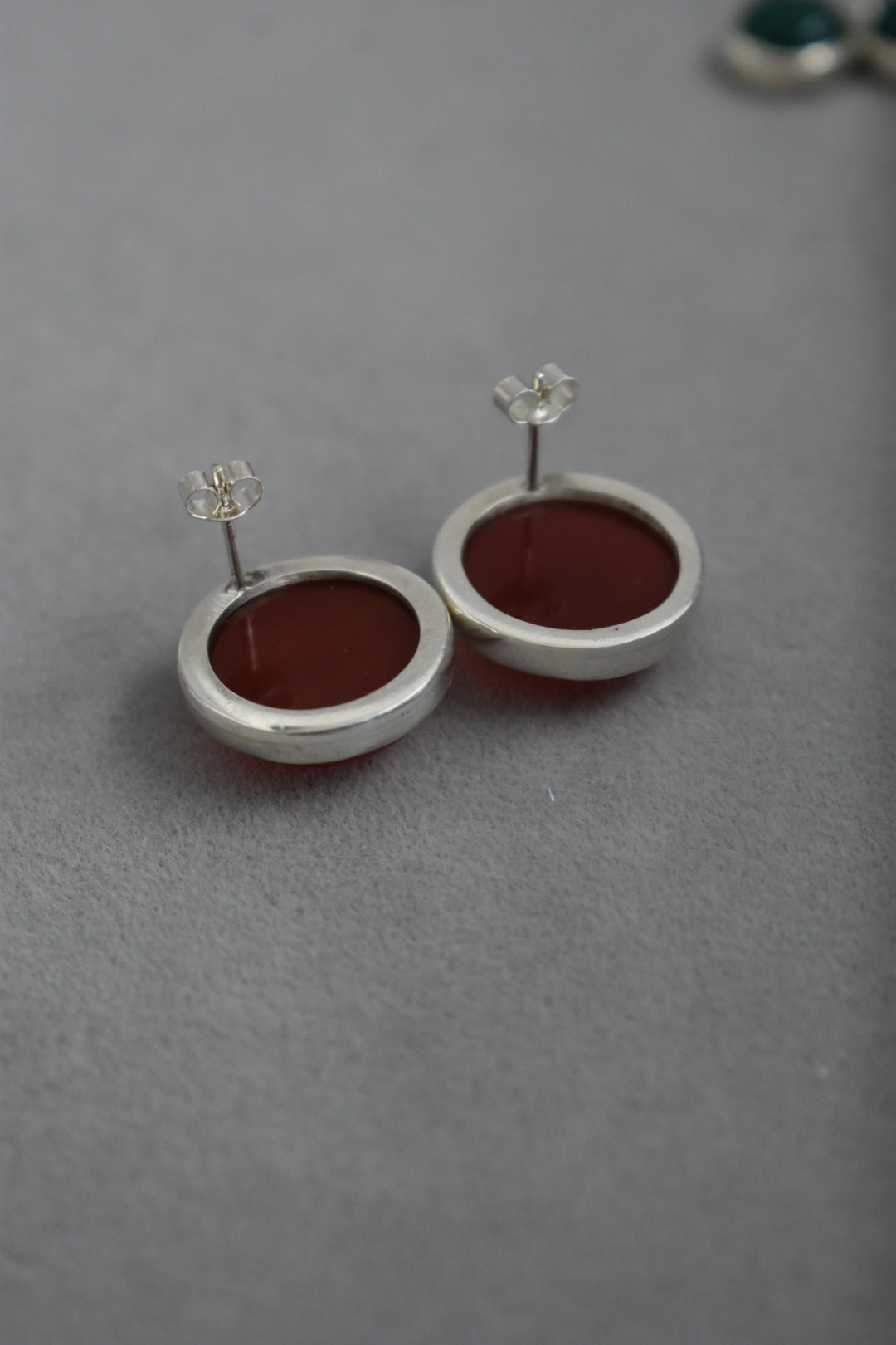 Boucles D'oreilles Agates Rouges 16mm