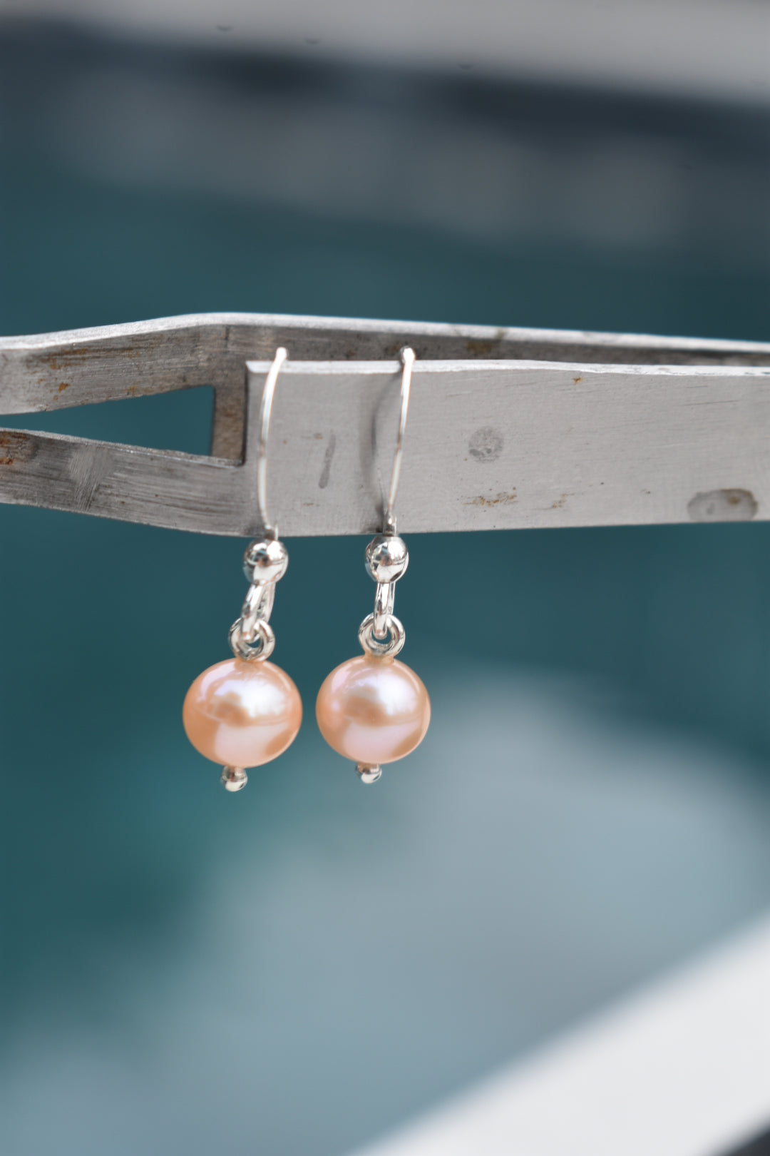 Boucles D'oreilles Perles D'eau Douce Rondes Roses 6,8mm