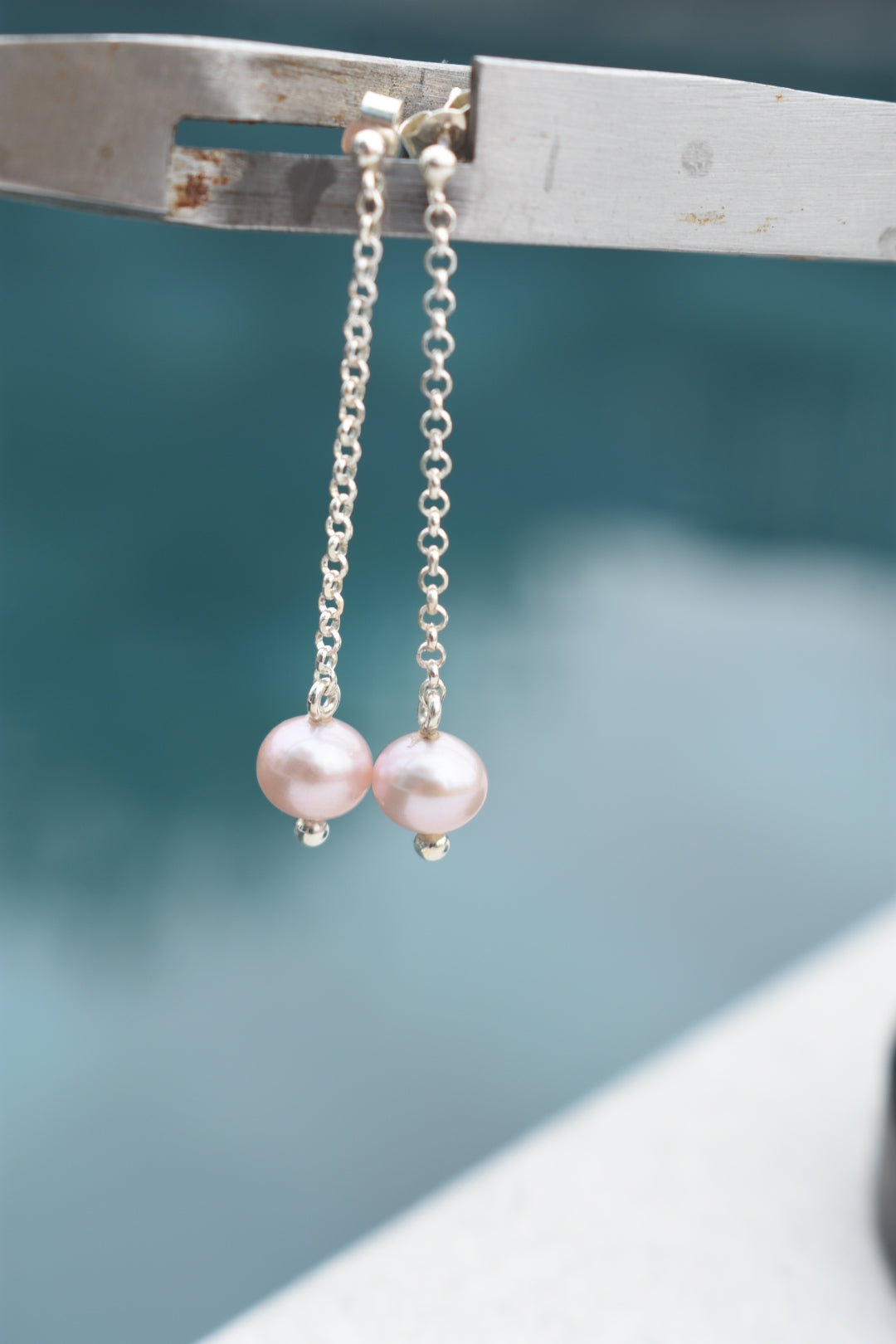 Boucles D'oreilles Perles Rondes Roses 6,8mm