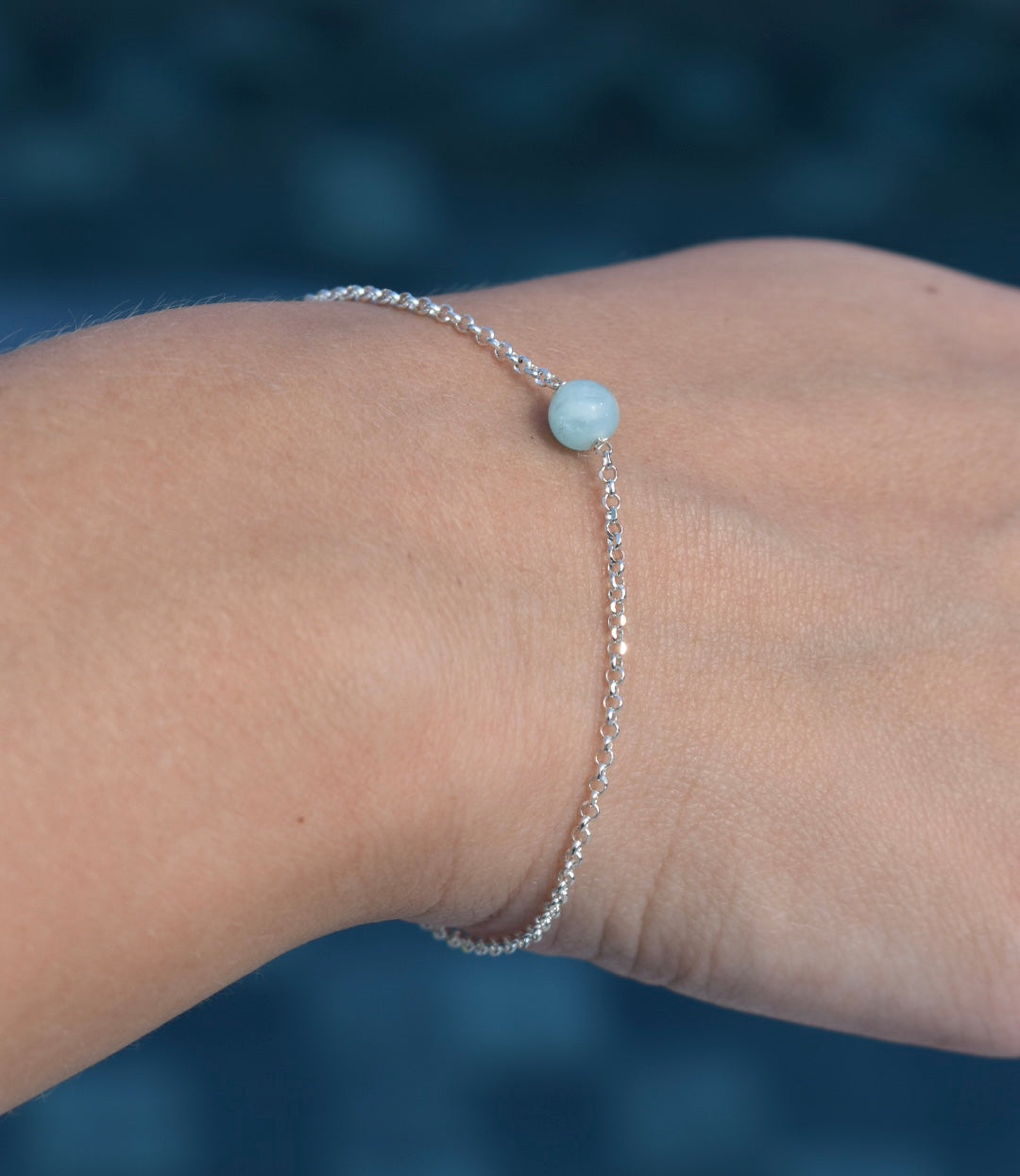 Bracelet Agate Vert Eau 6,9 mm