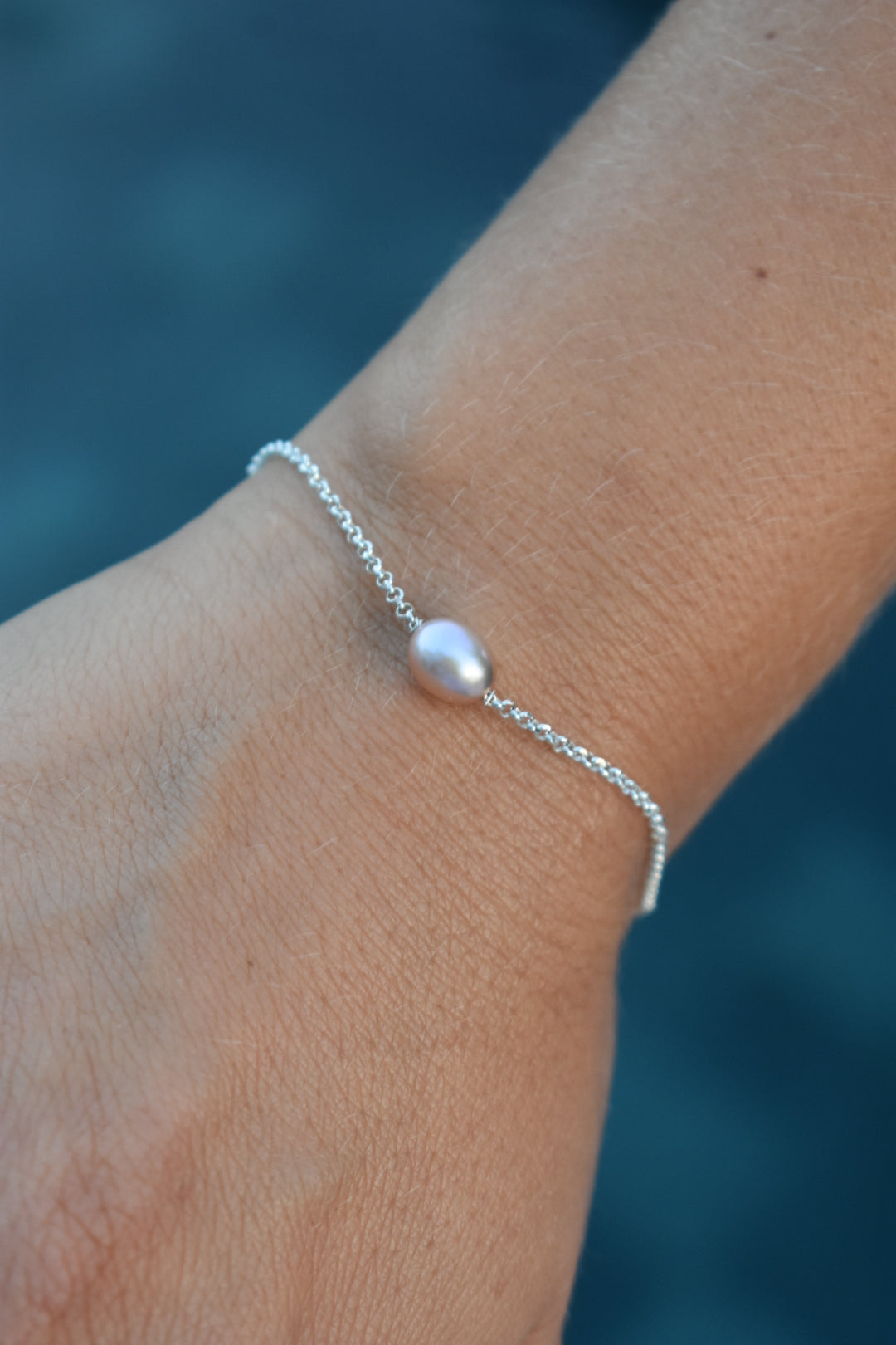 Bracelet Perle D'eau Douce Rose Ovale 8x7 mm
