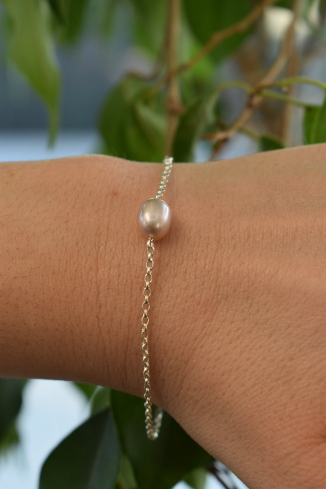 Bracelet Perle D'eau Douce Ovale Rose
