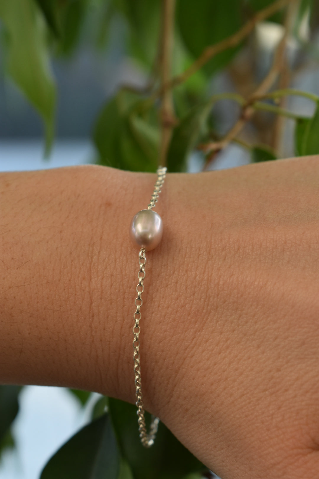 Bracelet Perle D'eau Douce Ovale Rose