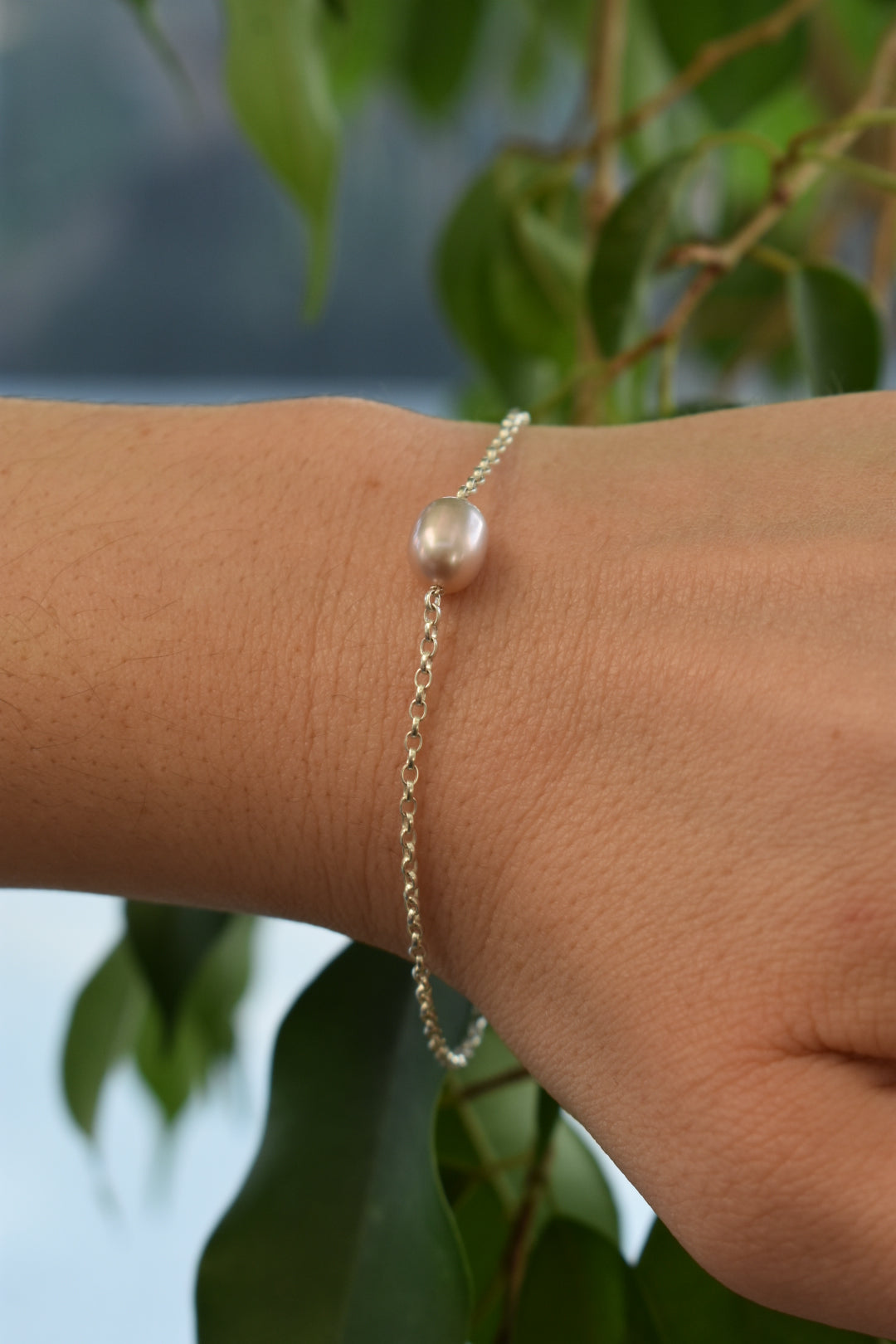 Bracelet Perle D'eau Douce Ovale Rose