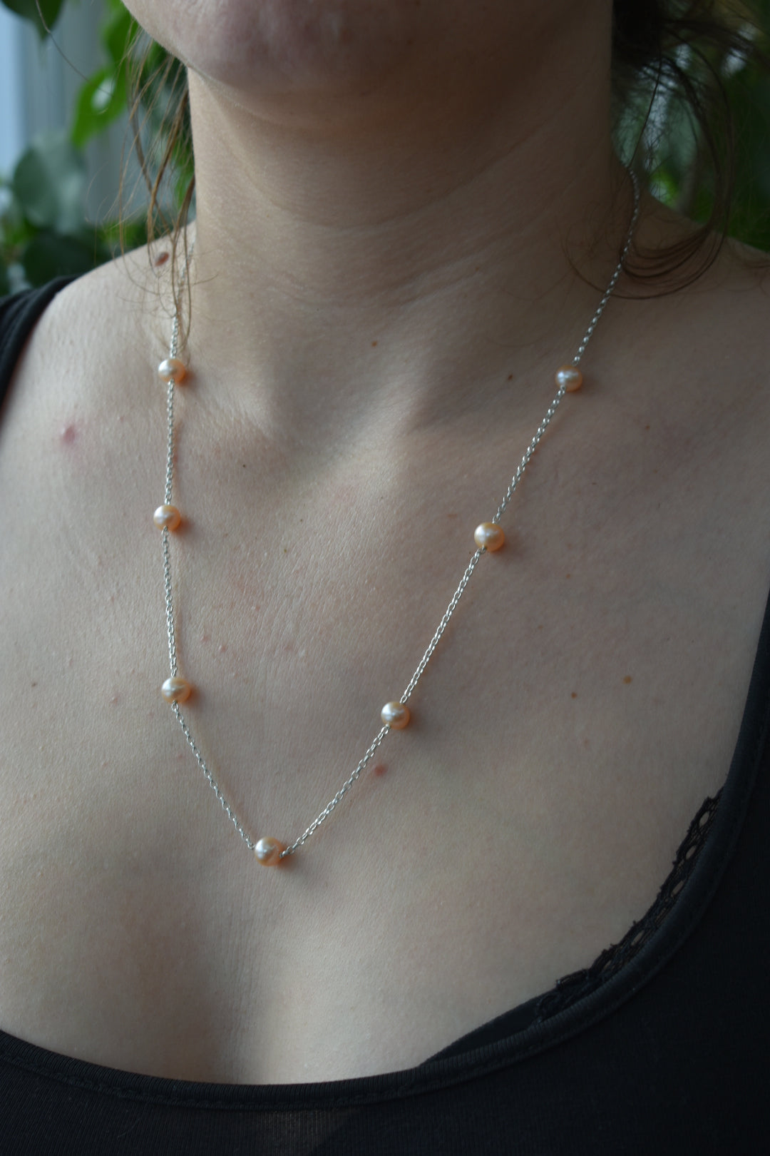 Collier 7 Perles D'eau Douce Saumon