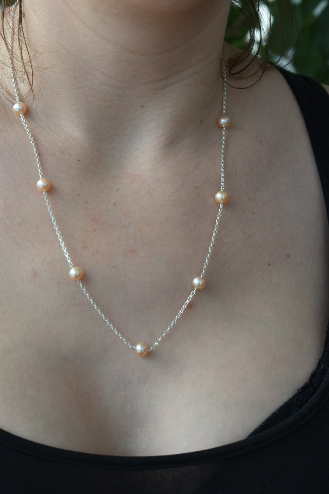 Collier 7 Perles D'eau Douce Saumon