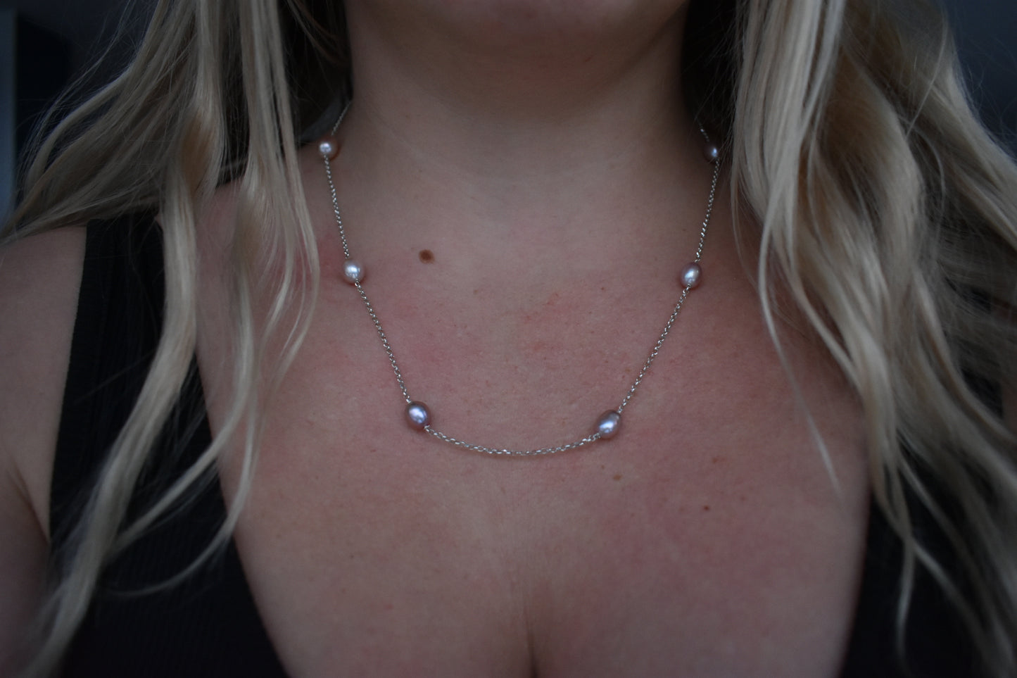 Collier 8 Perles D'eau Douce Ovale 8x6 mm