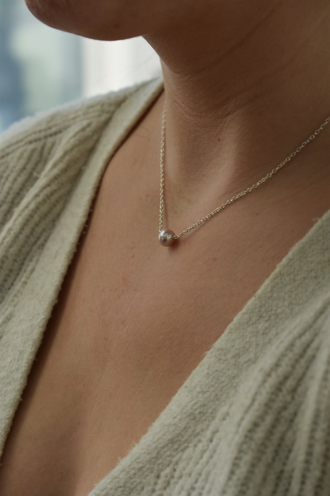 Collier Perle D'eau Douce Rose 6 mm