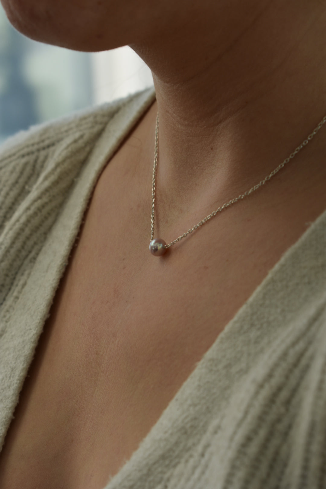 Collier Perle D'eau Douce Rose 6 mm