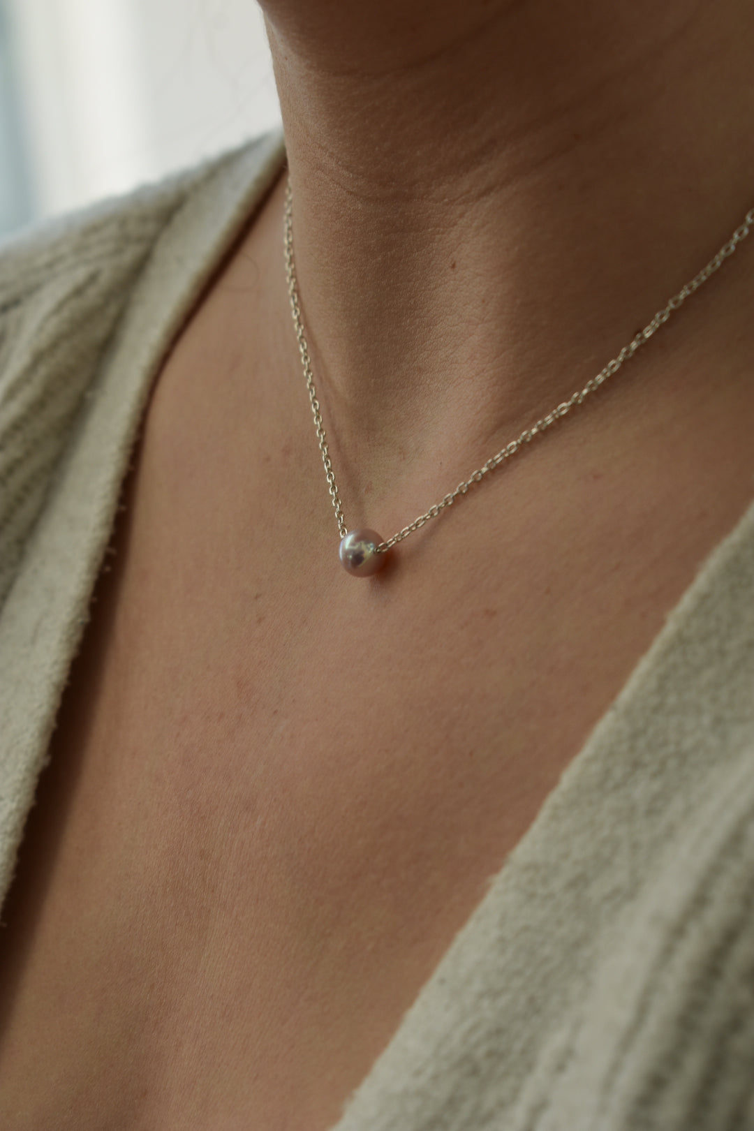 Collier Perle D'eau Douce Rose 6 mm