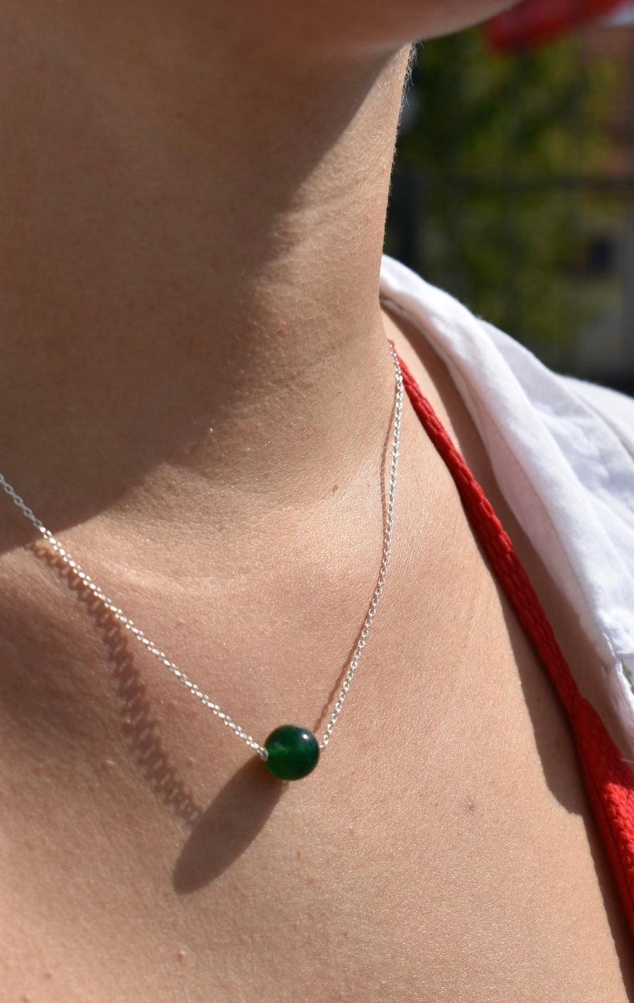Collier Agate Verte 10mm