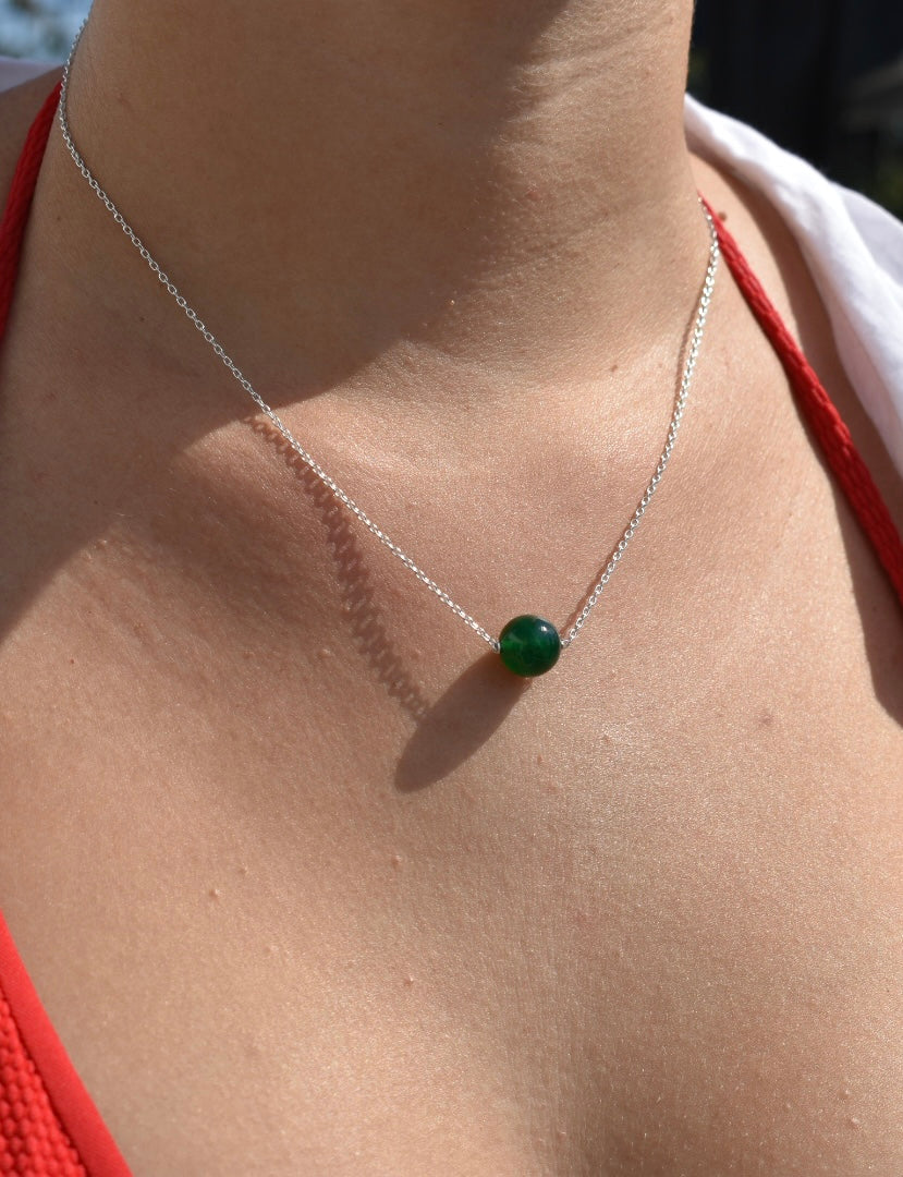 Collier Agate Verte 10mm