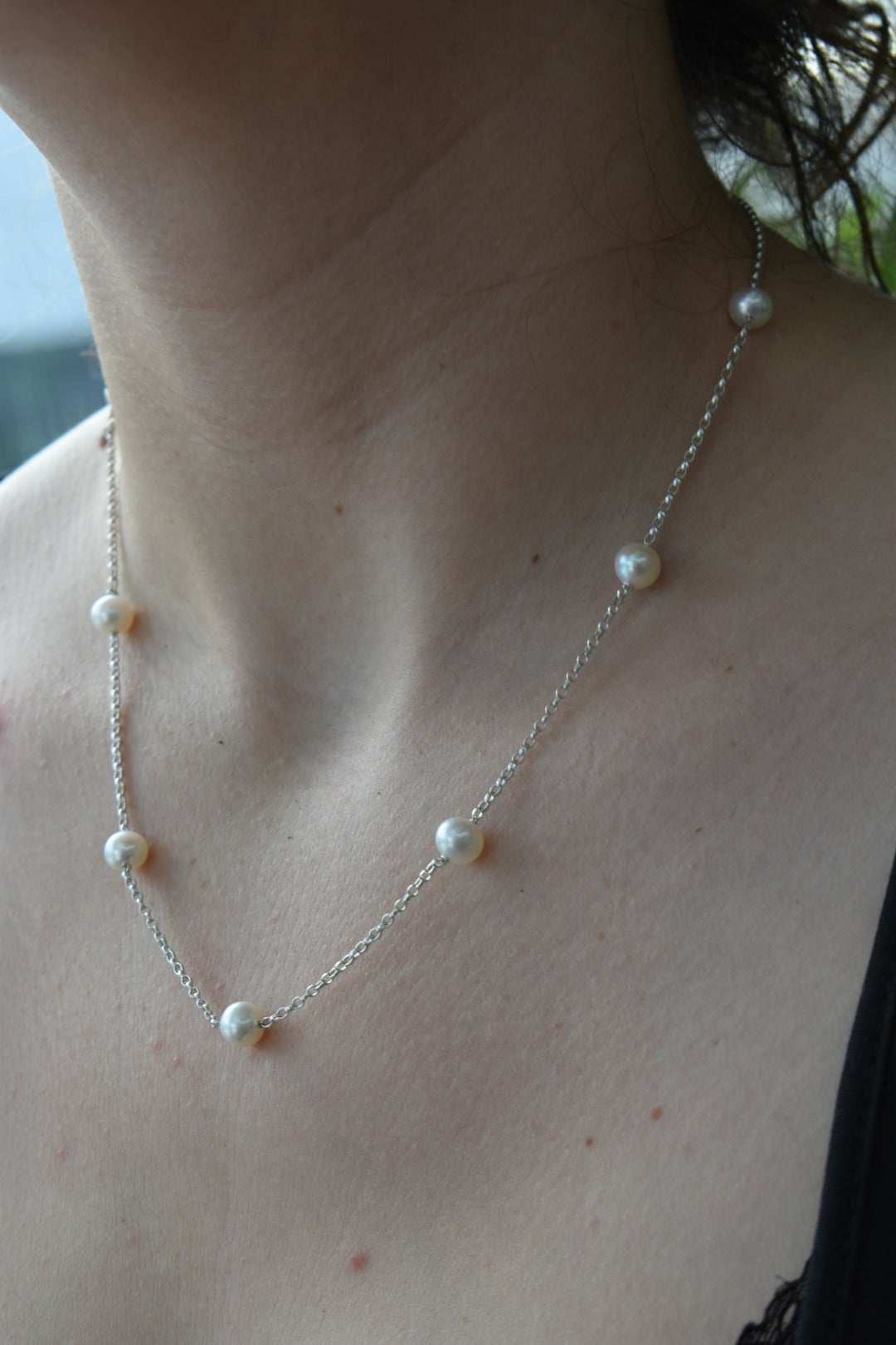 Collier 7 Perles D'eau Douce Blanche