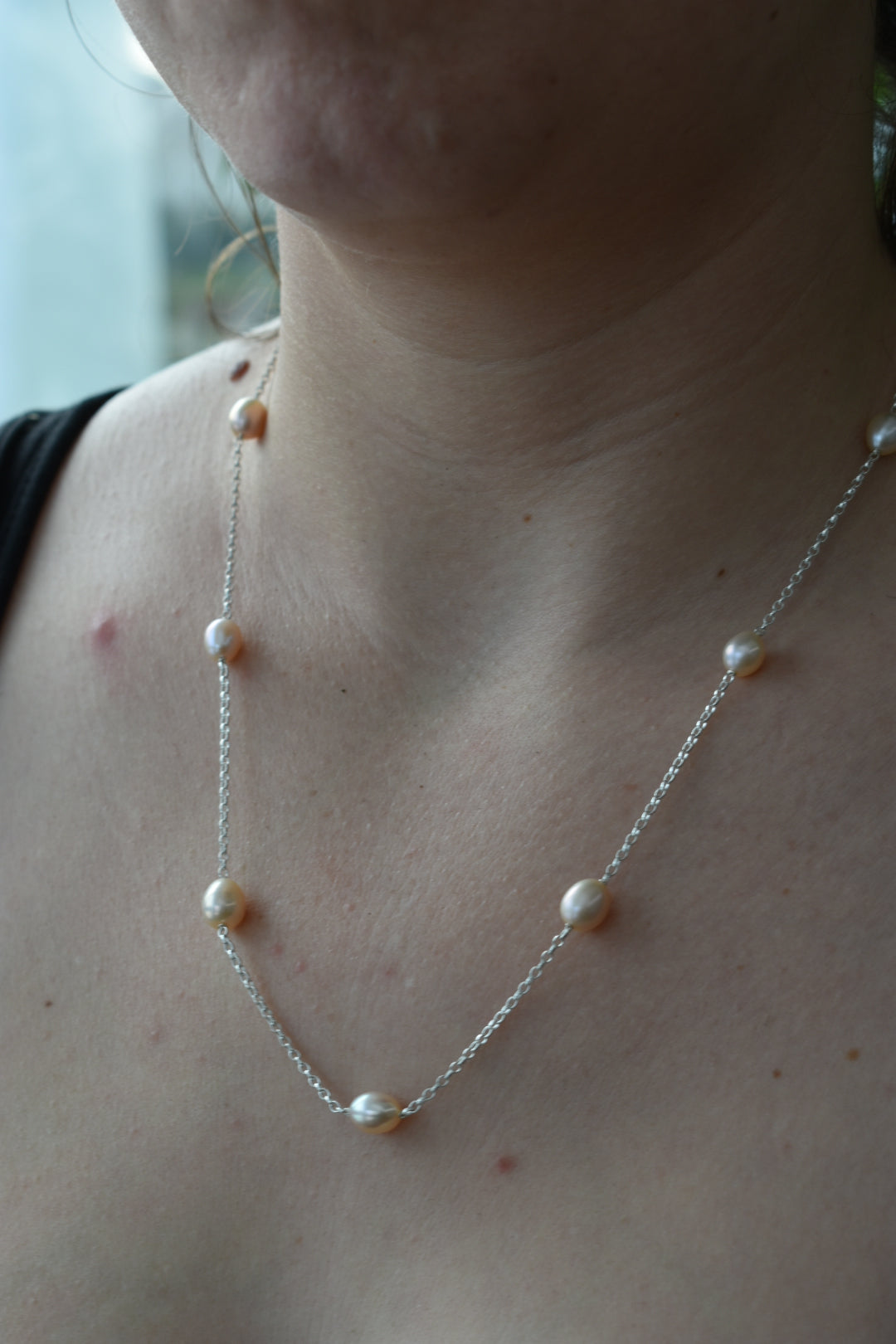 Collier 7 Perles D'eau Douce Dorée