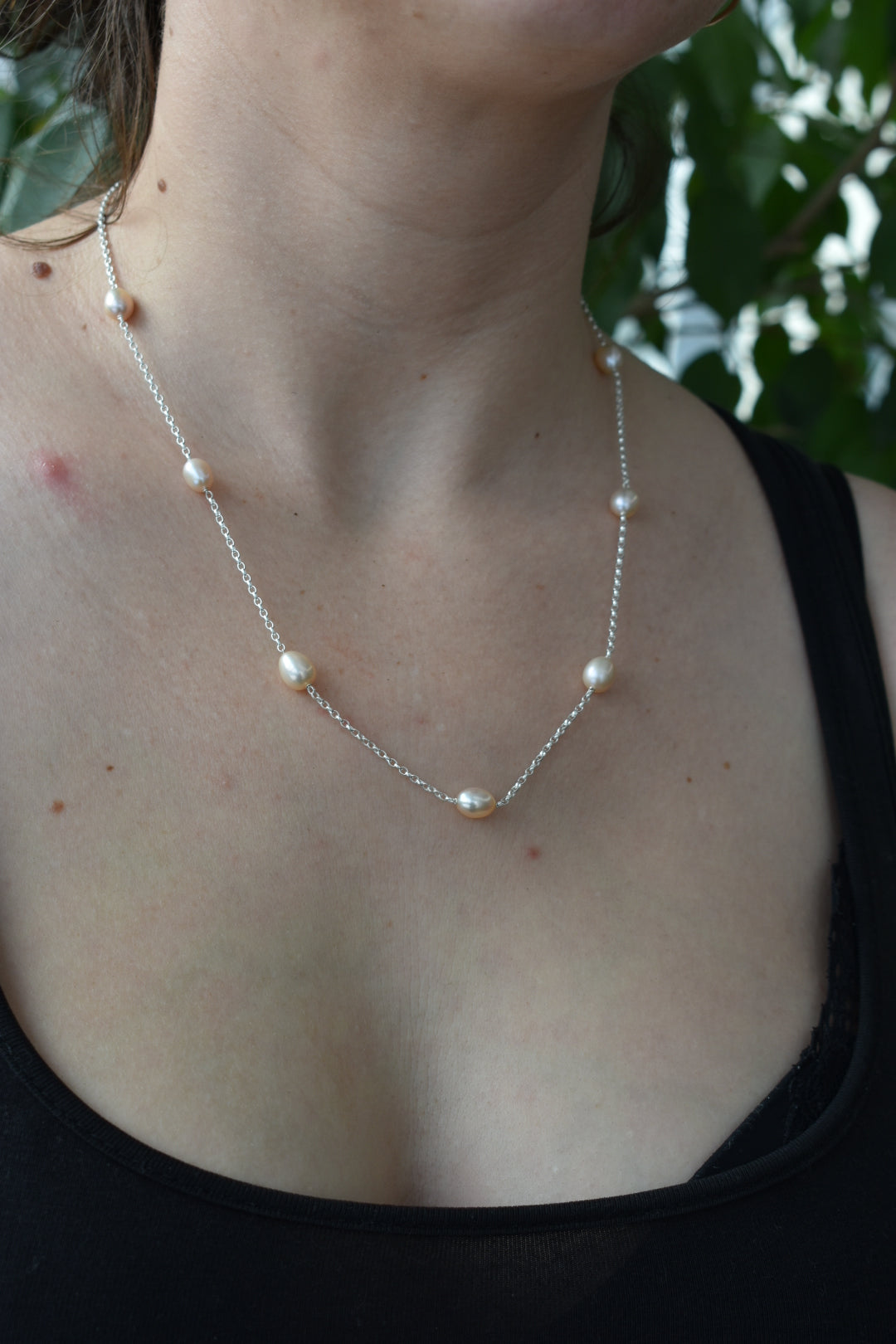 Collier 7 Perles D'eau Douce Dorée