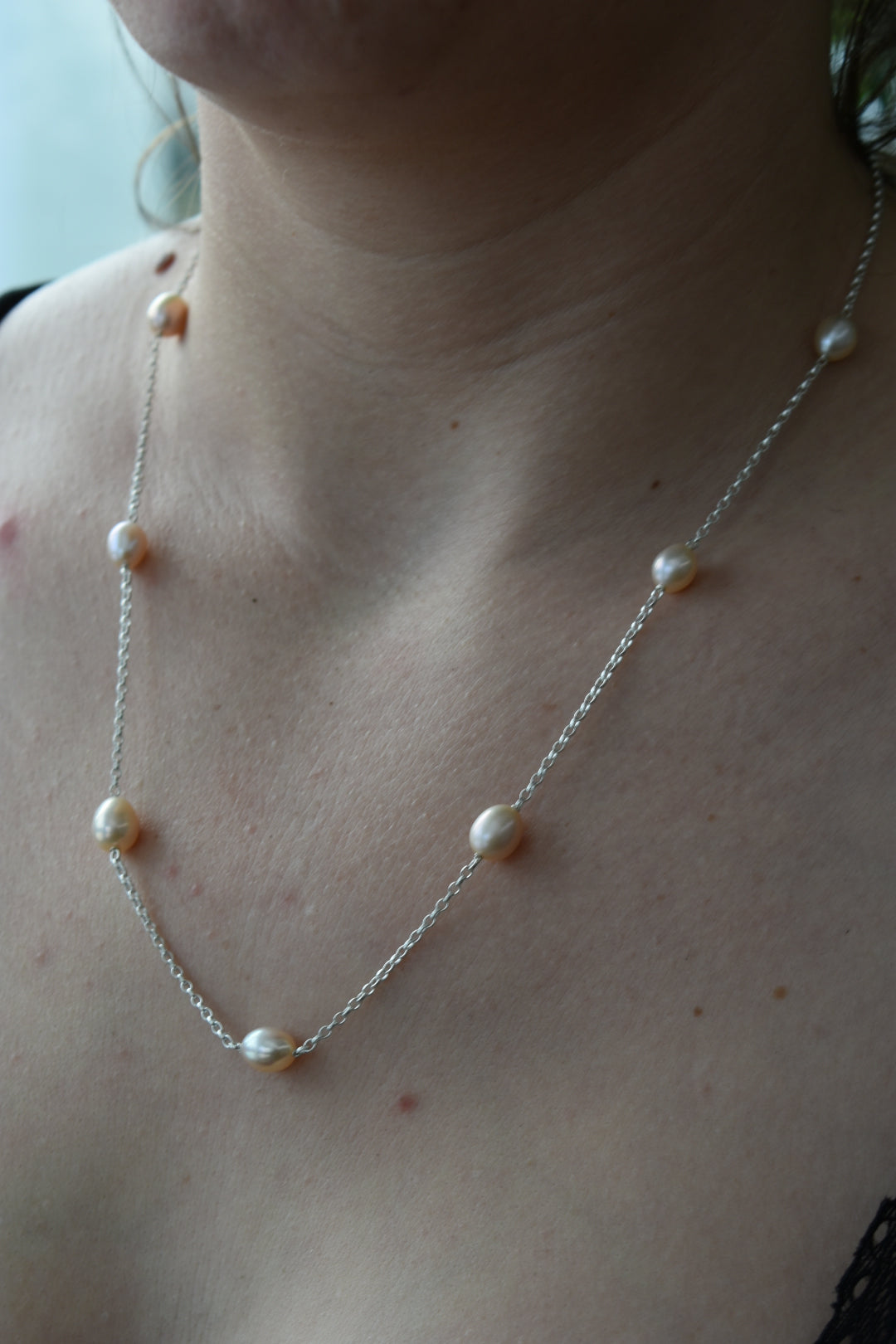 Collier 7 Perles D'eau Douce Dorée