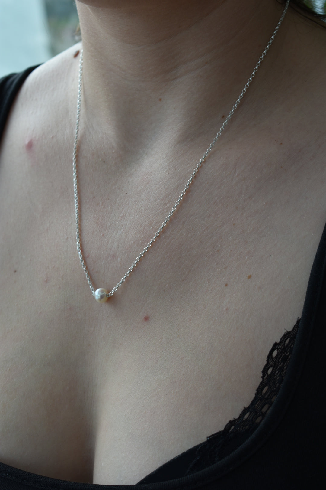 Collier Perle D'eau Douce Blanche 8mm