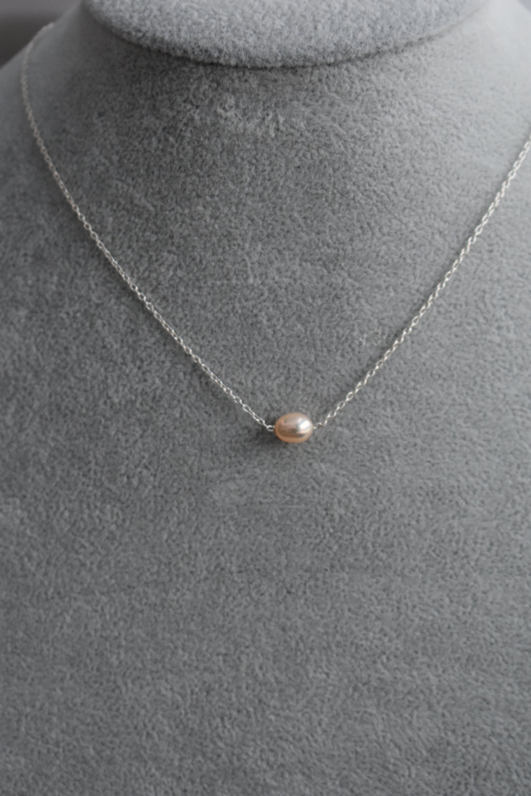 Collier Perle D'eau Douce Dorée Ovale