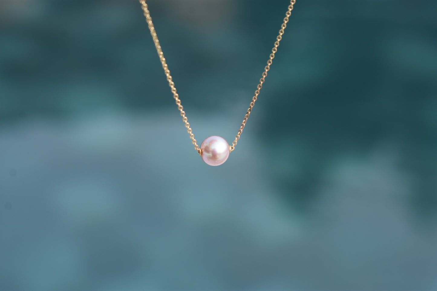 Collier Or Jaune 18k Perle D'eau Douce Ronde Rose