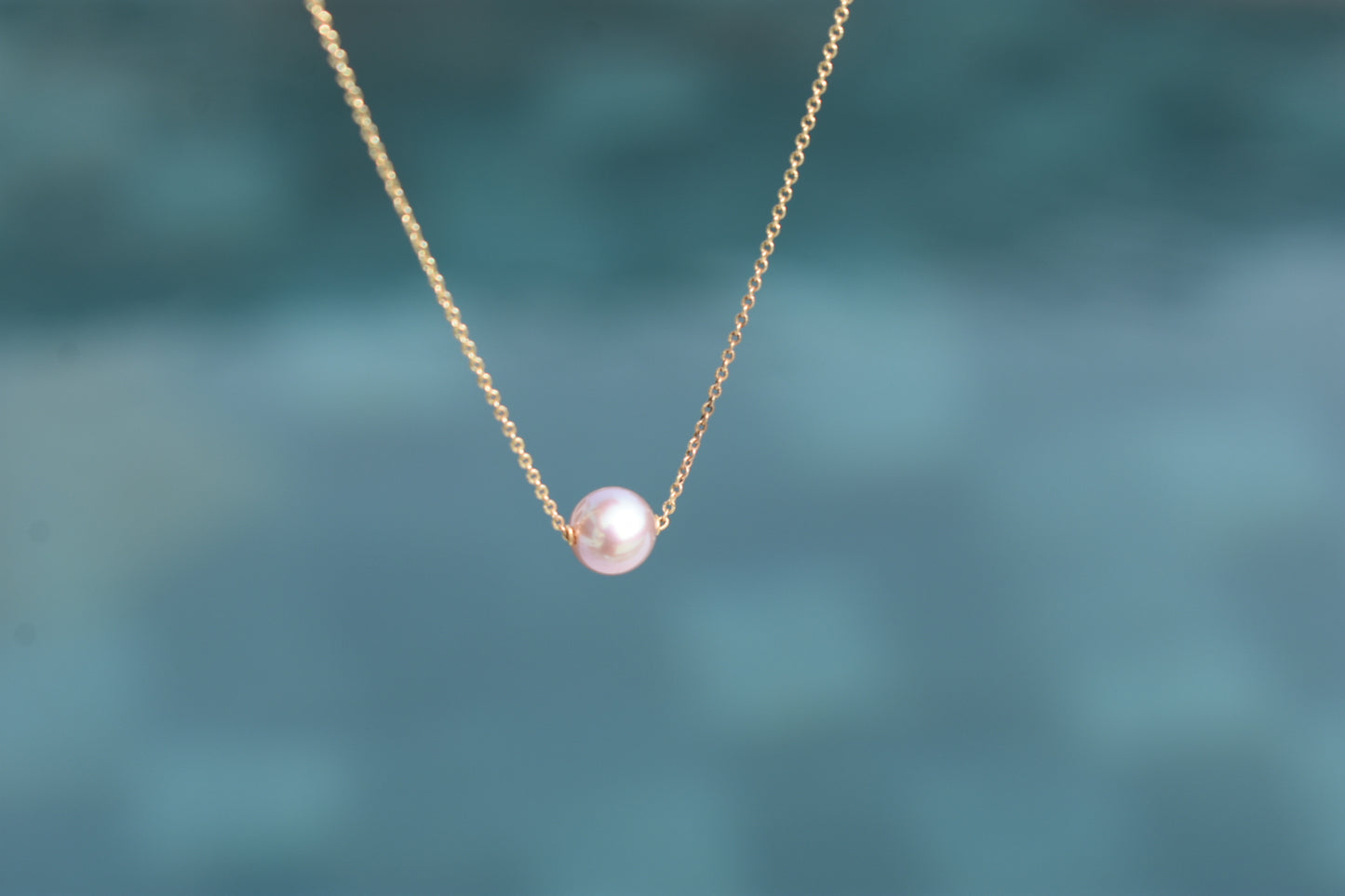 Collier Or Jaune 18k Perle D'eau Douce Ronde Rose