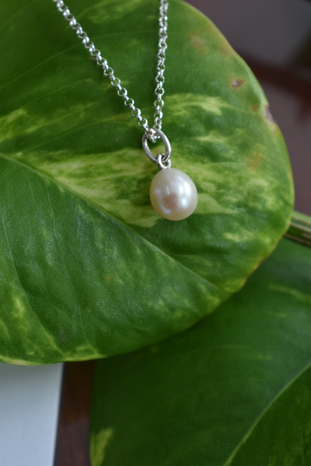 Pendentif Perle D'eau Douce Blanche Ovale 10mm