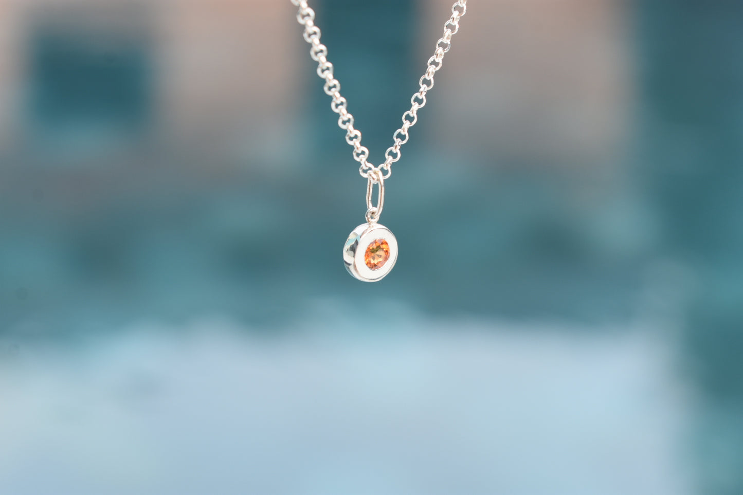 Pendentif Saphir Orange 4mm