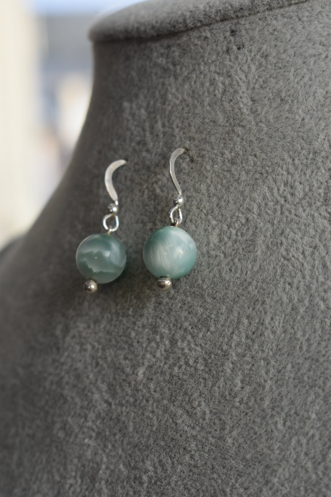 Boucle d’oreille Agate Vert Eau 10mm