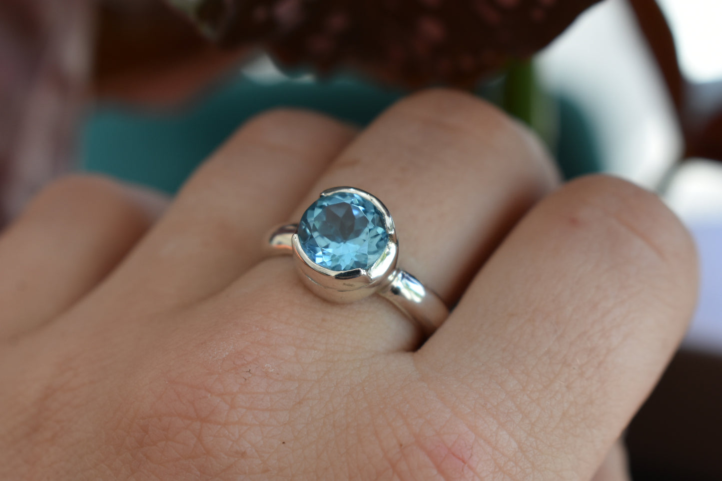 Bague Topaze Bleu 9mm