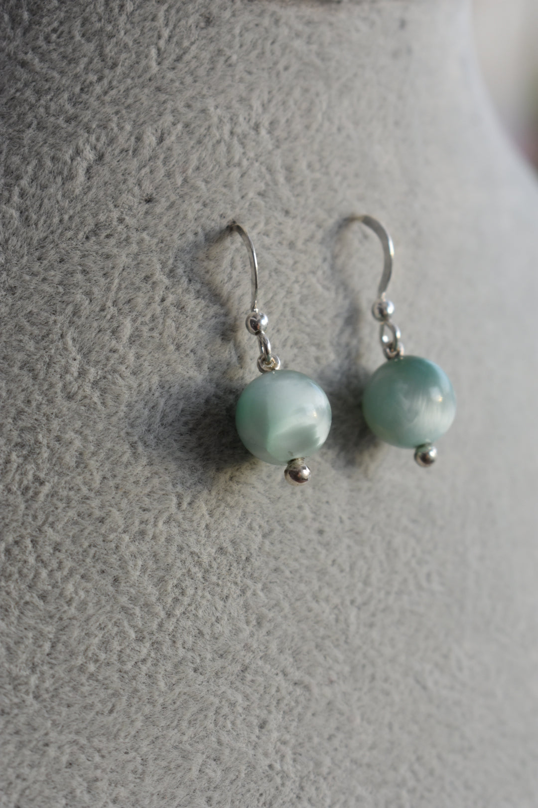 Boucle d’oreille Agate Vert Eau 10mm