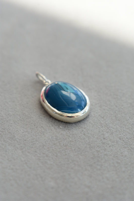 Pendentif Agate Bleu Ovale 18x13mm