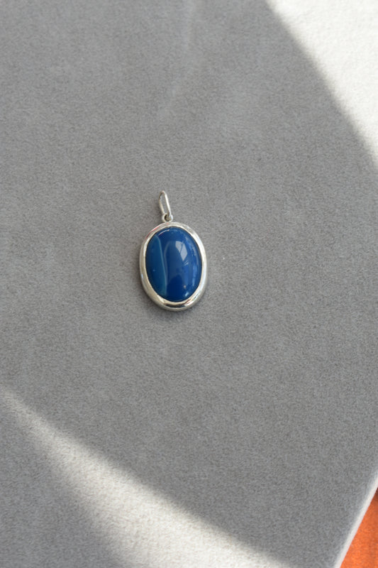 Pendentif agate Bleu Ovale 18x13mm