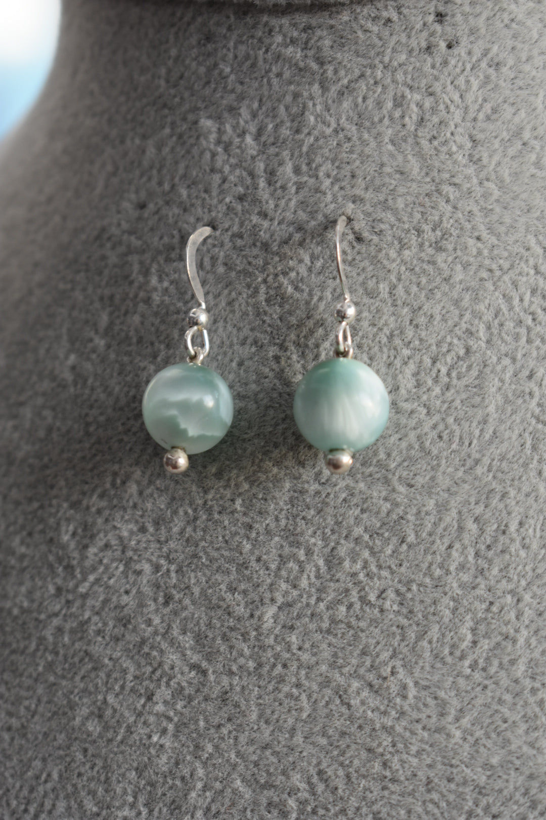 Boucle d’oreille Agate Vert Eau 10mm