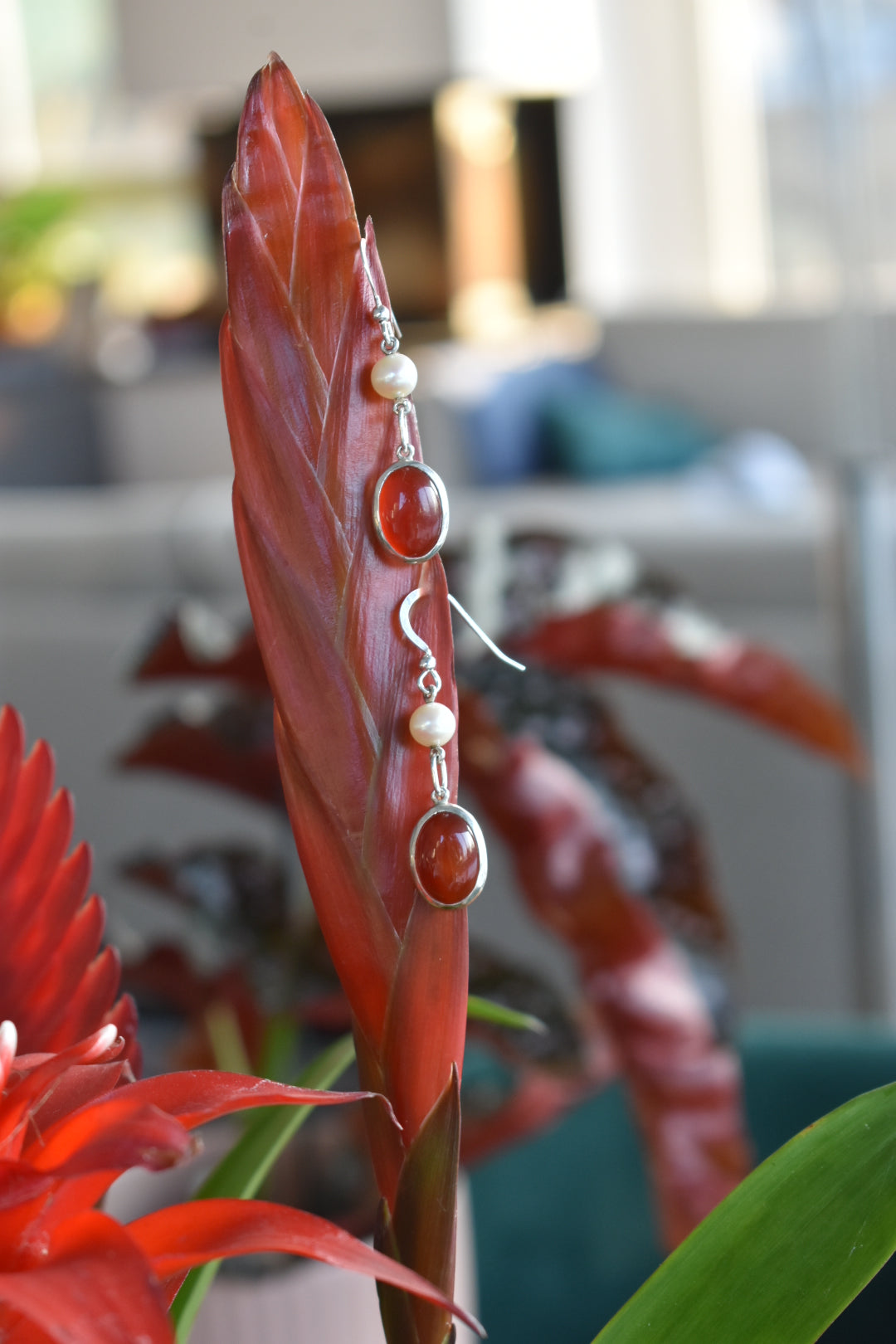 Boucles d'Oreilles Perles et Cornaline