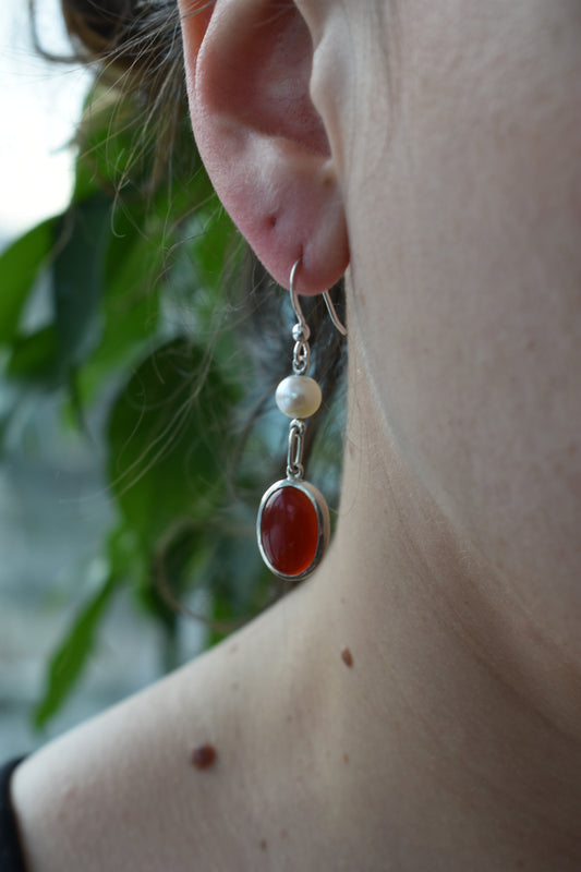 Boucles d'Oreilles Perles et Cornaline