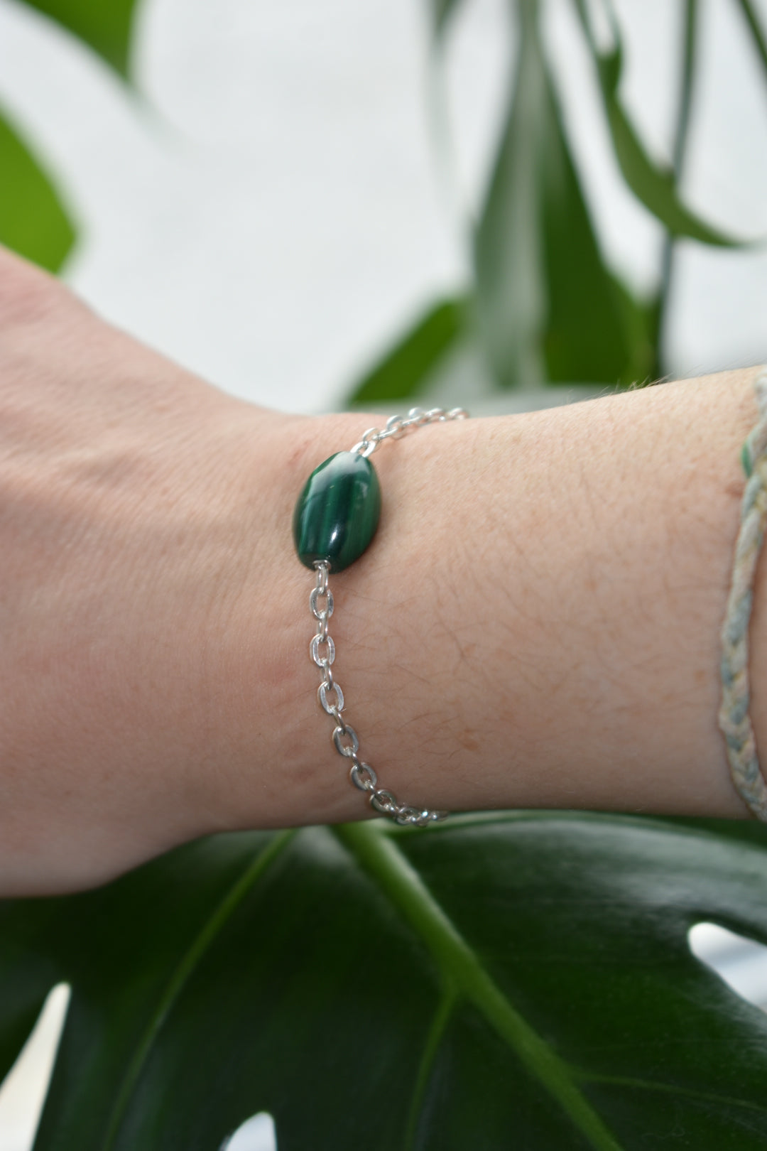 Bracelet Malachite Tonneau 12x16