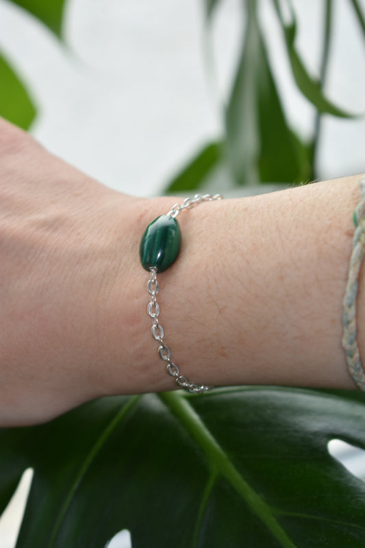 Bracelet Malachite Tonneau 12x16