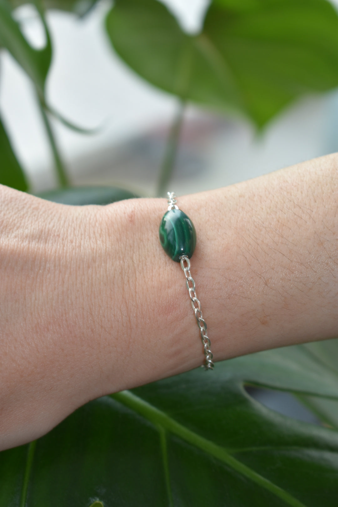 Bracelet Malachite Tonneau 12x16