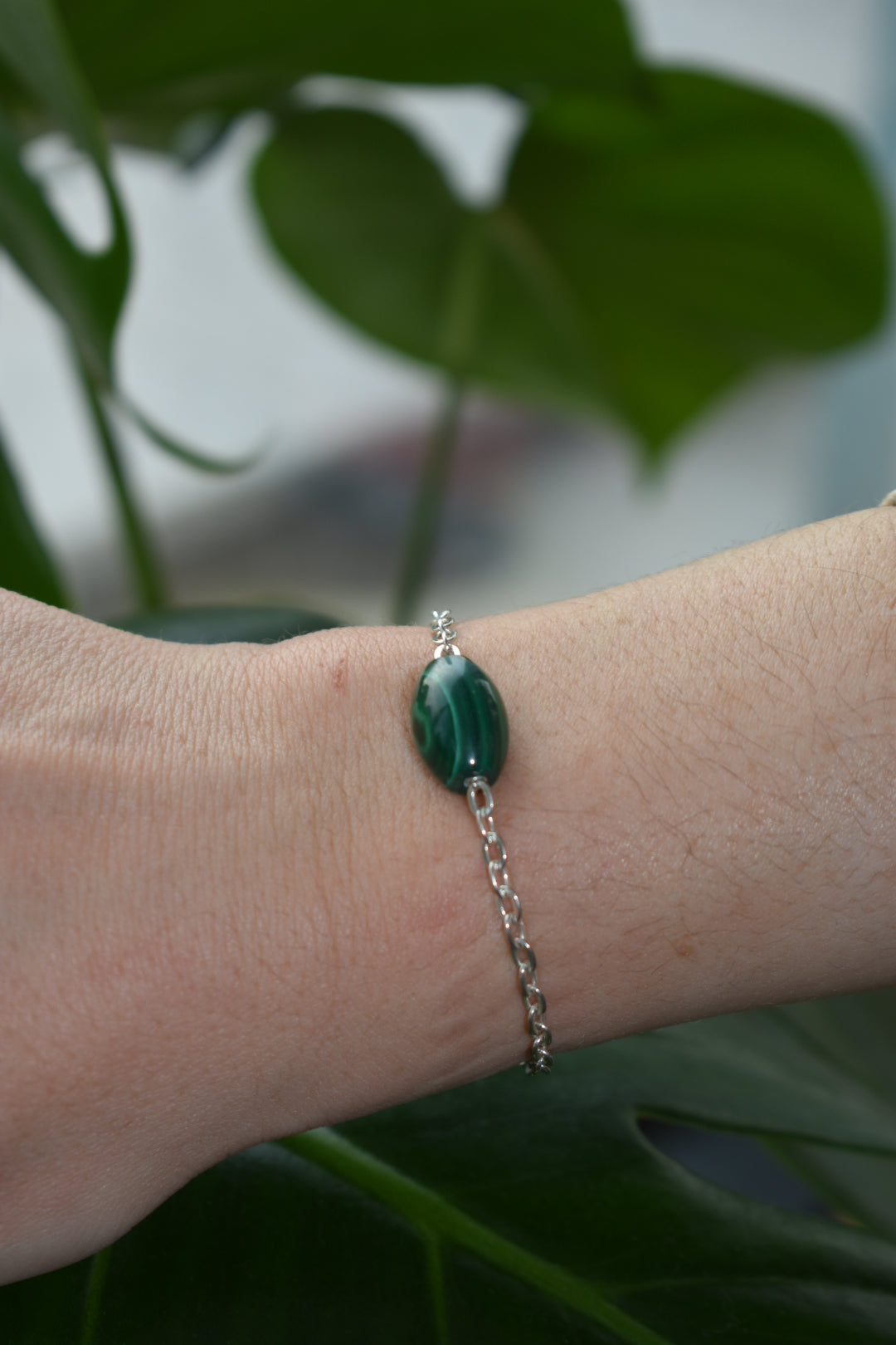 Bracelet Malachite Tonneau 12x16