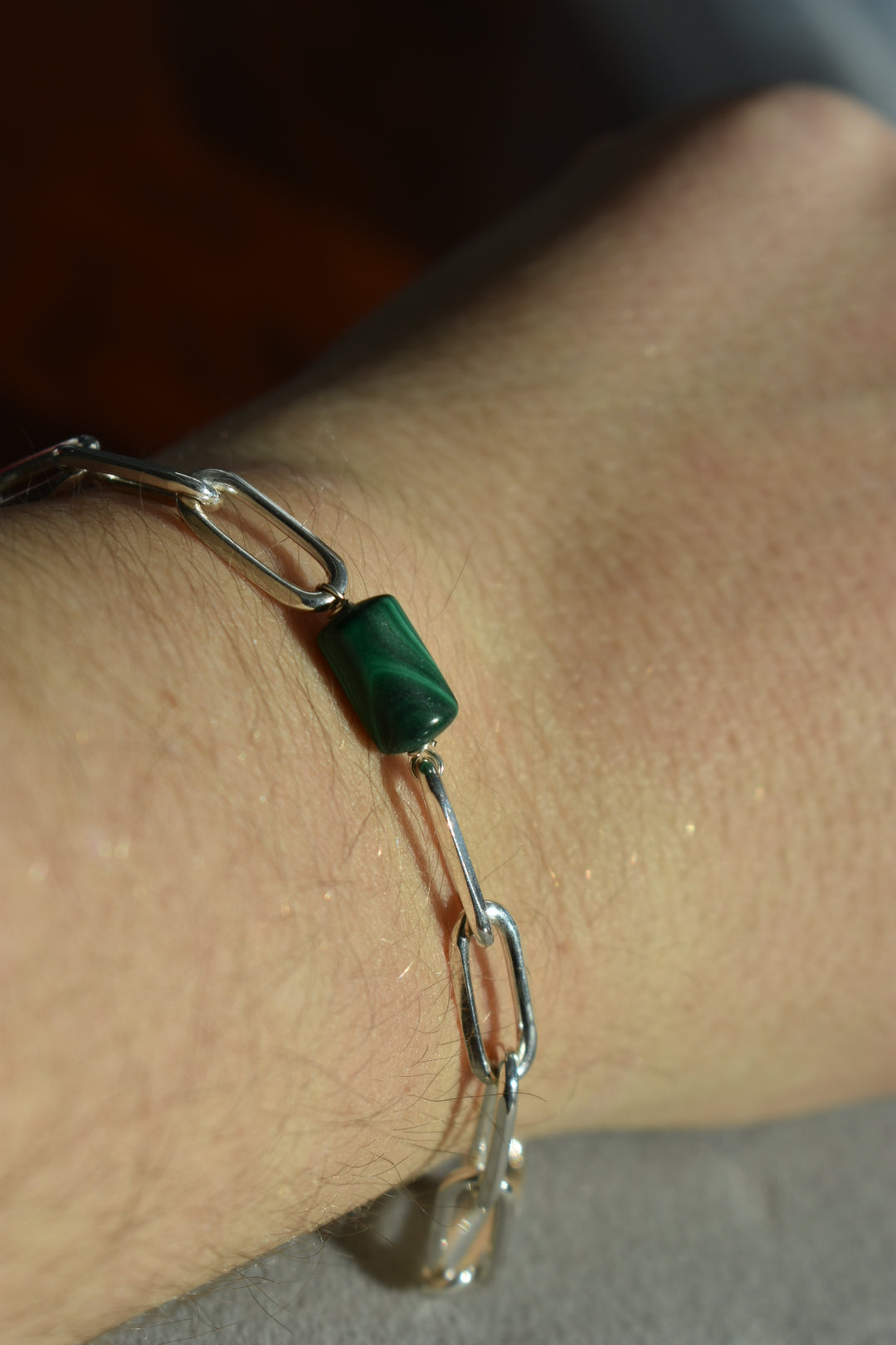 Bracelet Malachite Tube 6x10mm Homme