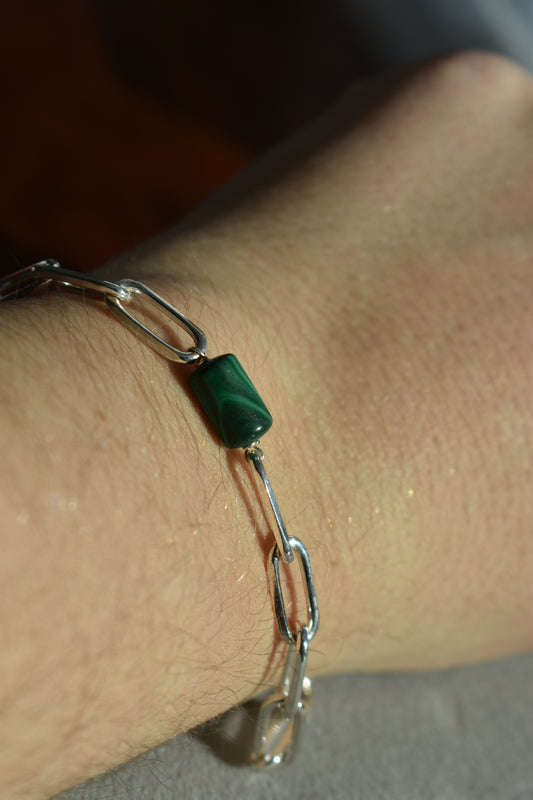 Bracelet Malachite Tube 6x10mm Homme