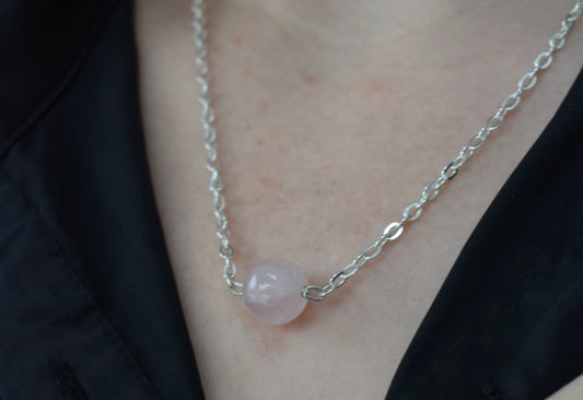 Collier Quartz Rose 12mm