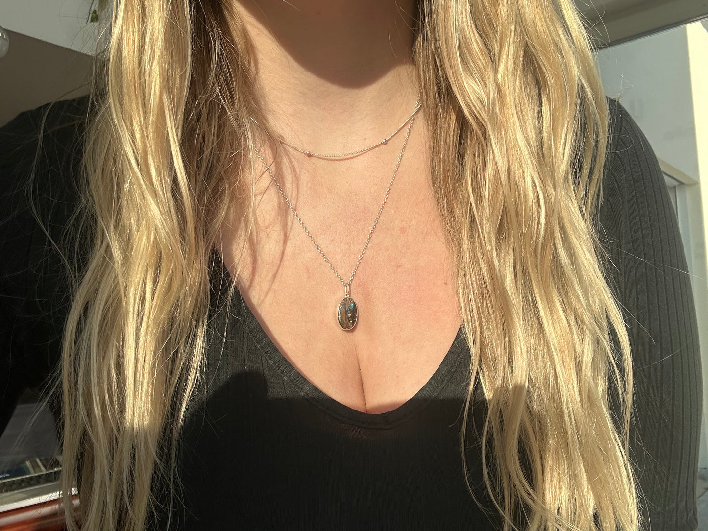 Collier Double Chaîne Opale Matrix